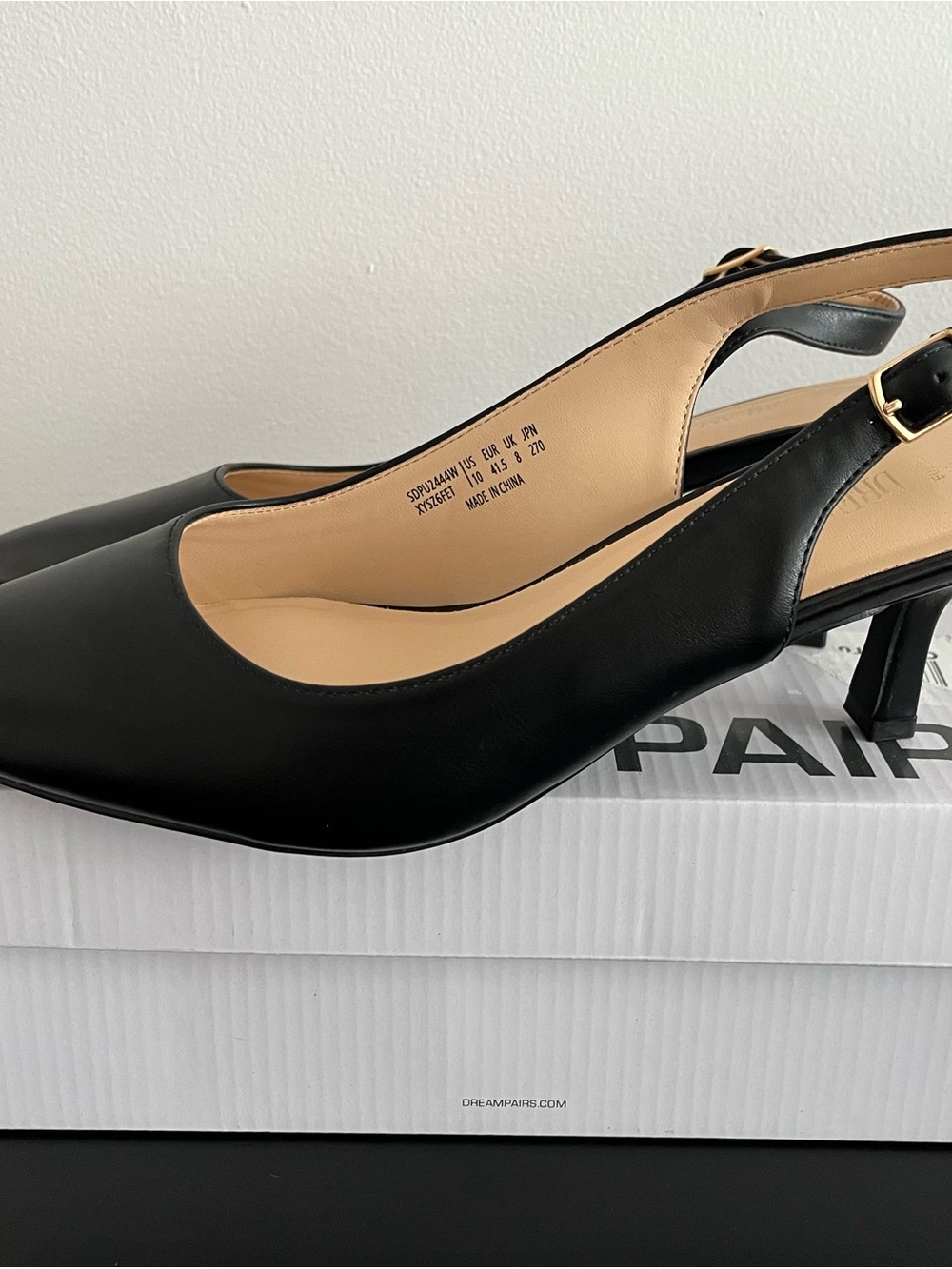 Dream Pairs Black Slingback Kitten Heels